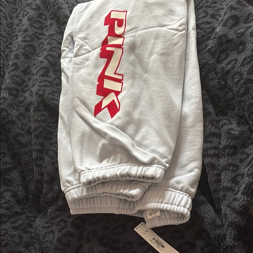 PINK Victoria's Secret Blue and Red Track Pants with Elastic Waistband